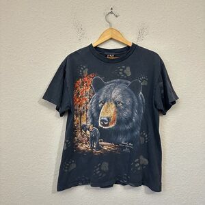 VTG 3D EMBLEM American Black Bear Tee Single Stitch Ursus Americanus Paws